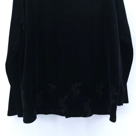 Hot Cotton Vintage Black Velvet Floral Embroidery Gothcore Witchy Button Cardi L - Picture 10 of 14